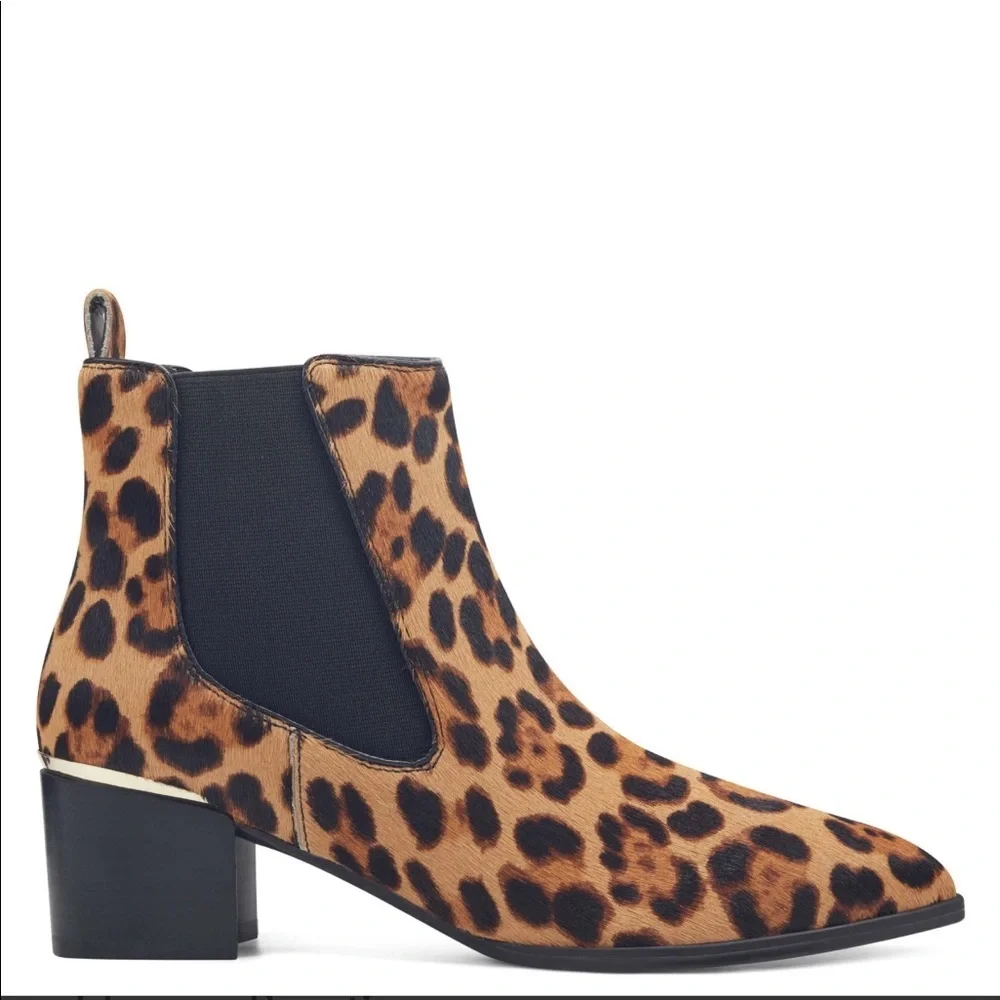 Nine West honor booties animal print shoe boot black brown cheetah leopard 8